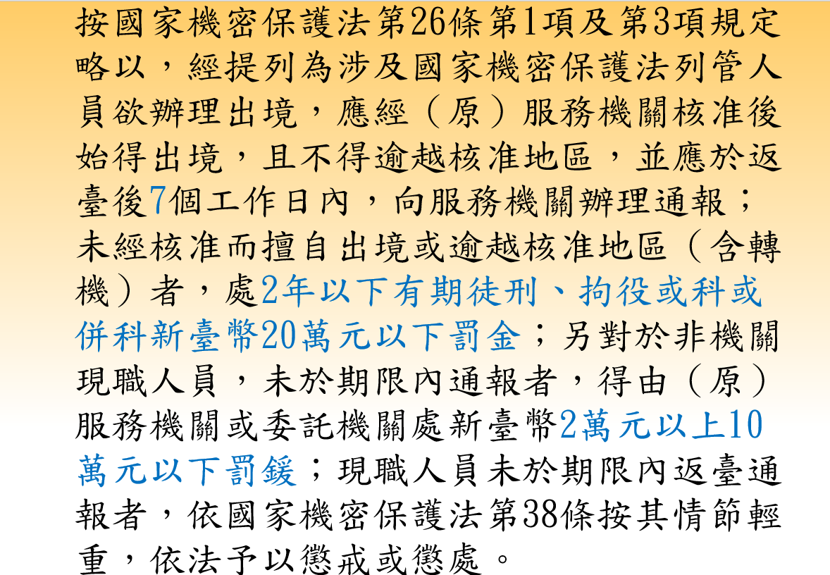 警察機關涉及國家機密保護法列管人員未遵應行義務之相關責任(將開啟新視窗)