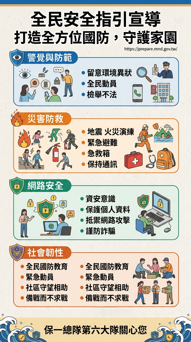 圖說🛡️ 【打造全方位國防，守護家園】 🛡️-第六大隊全民安全指引宣導