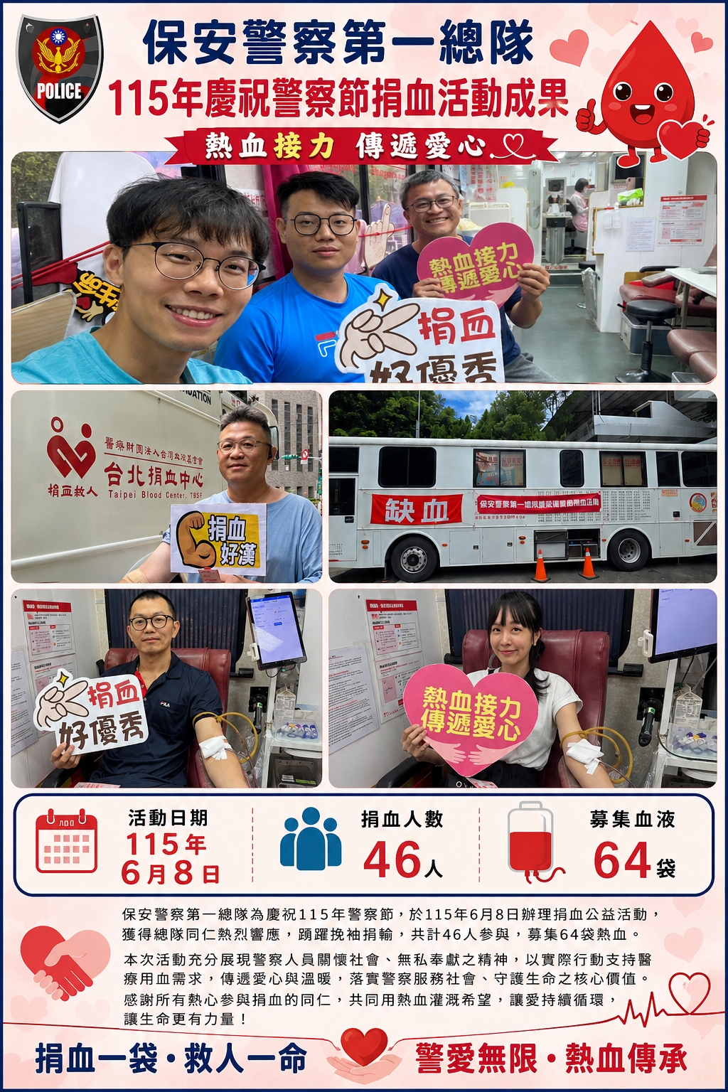 115年慶祝警察節捐血活動成果