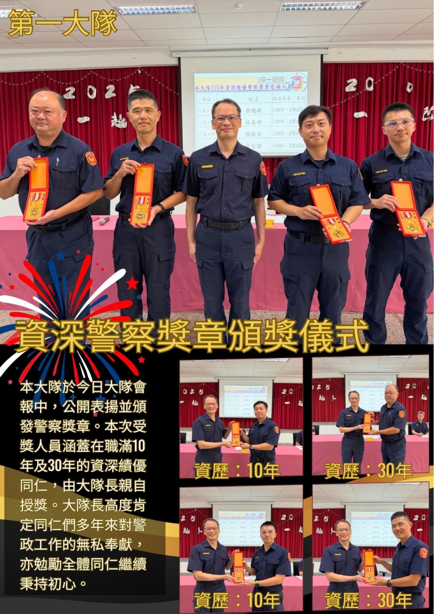 115年資深績優警察獎章授獎人員