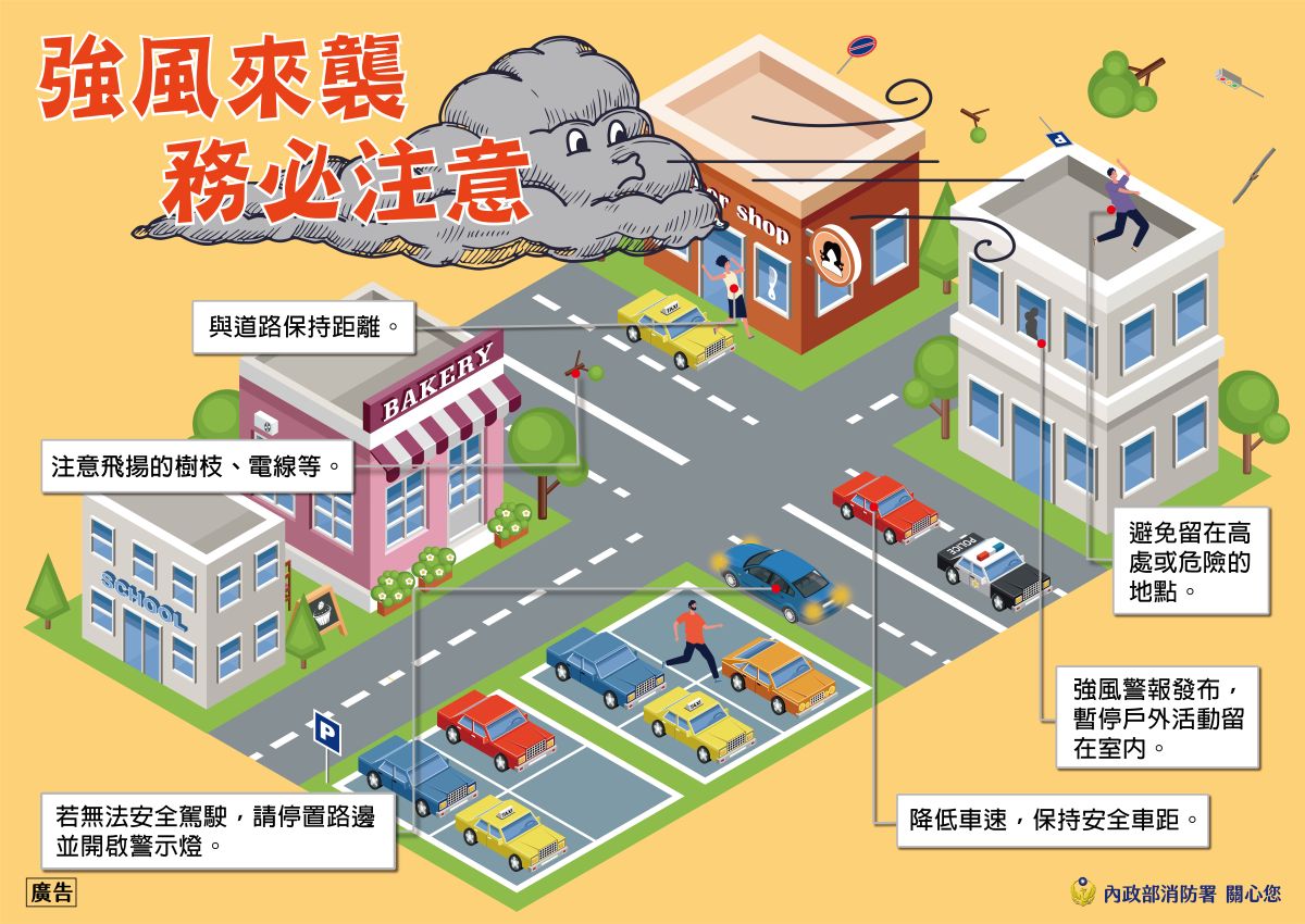 內政部消防署：強風來襲 務必注意-